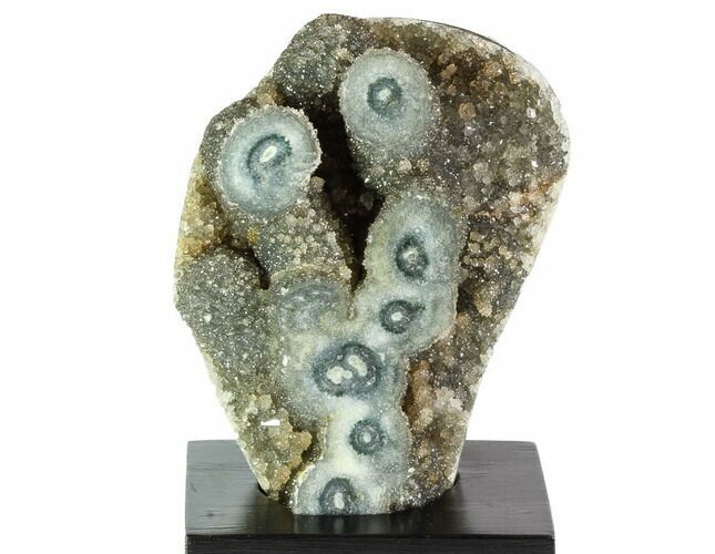 Polished Quartz Stalactite Cluster On Wood Base - Uruguay #100320